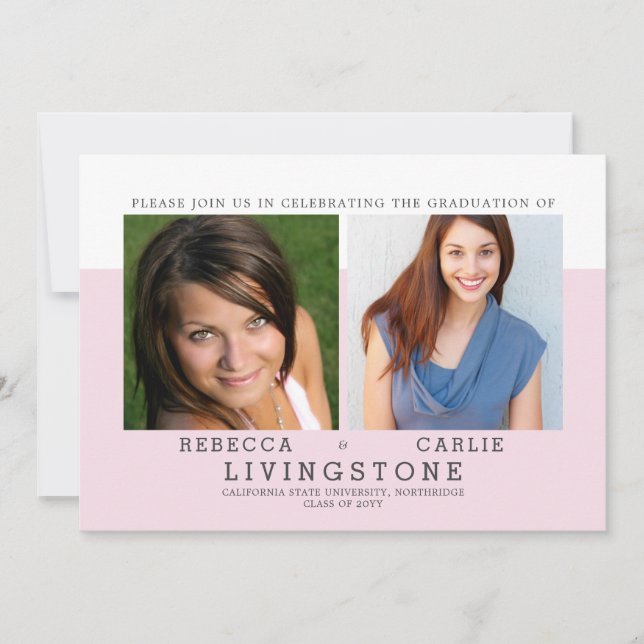 Modern Syskon Photo Studenten-meddelande Inbjudningar (Framsida)