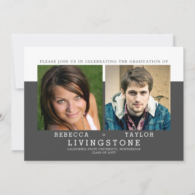 Modern Syskon Photo Studenten-meddelande Inbjudningar (Framsida)