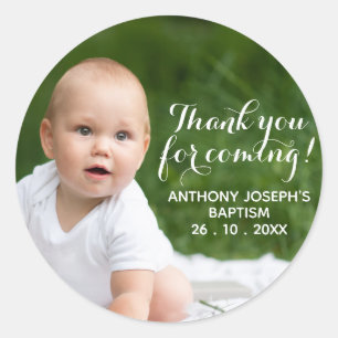Modern TACK ATT KOMMA! Baptism Runt Klistermärke