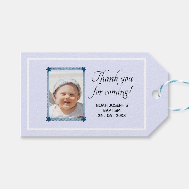 Modern TACK ATT KOMMA! Märkrn Baptism Gift Presentetikett (Framsidan (Horisontell))
