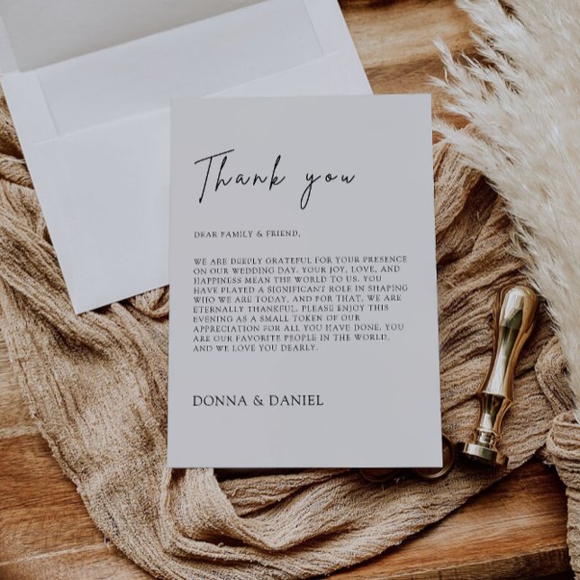 Modern Tack Brev, Napkin Note Menu Meny (Modern Thank You Letter, Napkin Note Menu)