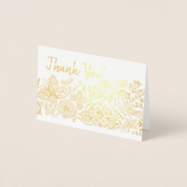 Modern Tack! Butterfly Birds Hearts Filigree Folierat Kort