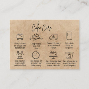 Modern Tack Cake Care-instruktion Visitkort