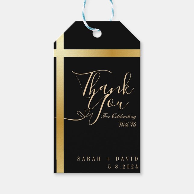 Modern Tack Calligraphy Bröllop Presentetikett (Framsidan)