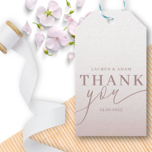 Modern Tack Calligraphy Ro Guld Bröllop Presentetikett