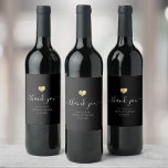 Modern tack för att du skrev Chic Guld Heart Bröll<br><div class="desc">Den här moderna chicen som skriver ut guld-hjärtat tack vare att vin-etiketten har hand om skriptkalligrafi bredvid namn i elegant serif-typografi. Detta är den minimalistiska svarta versionen.</div>