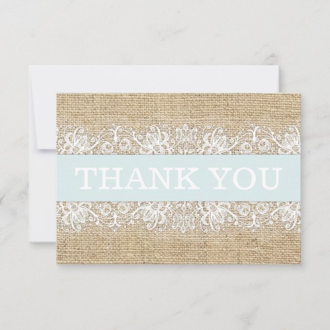 Modern Tack för den roliga burlap Snöre Blue Kort (Framsida)