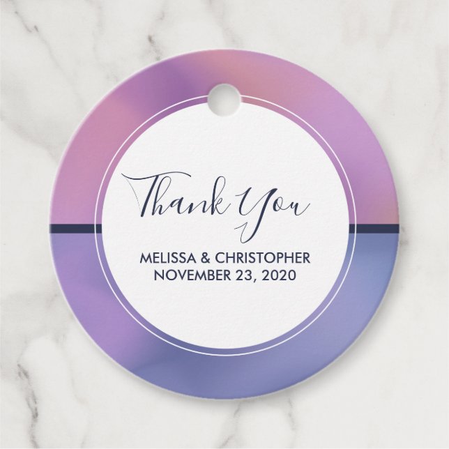 Modern Tack för Lila och Rosa Swirling-Abstrakt Gåvor Etiketter (Framsida)