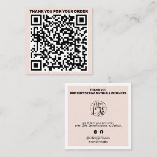Modern tack för QR-kod som du beställer rosa Fyrkantigt Visitkort