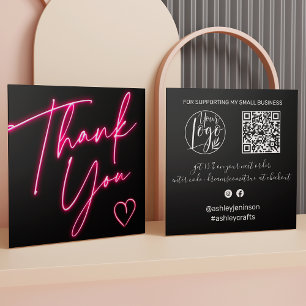 Modern tack för skriptbeställning inom rosa Qr-kod Fyrkantigt Visitkort