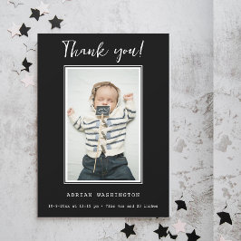 Modern Tack för svart och vitt babyfoto Kort