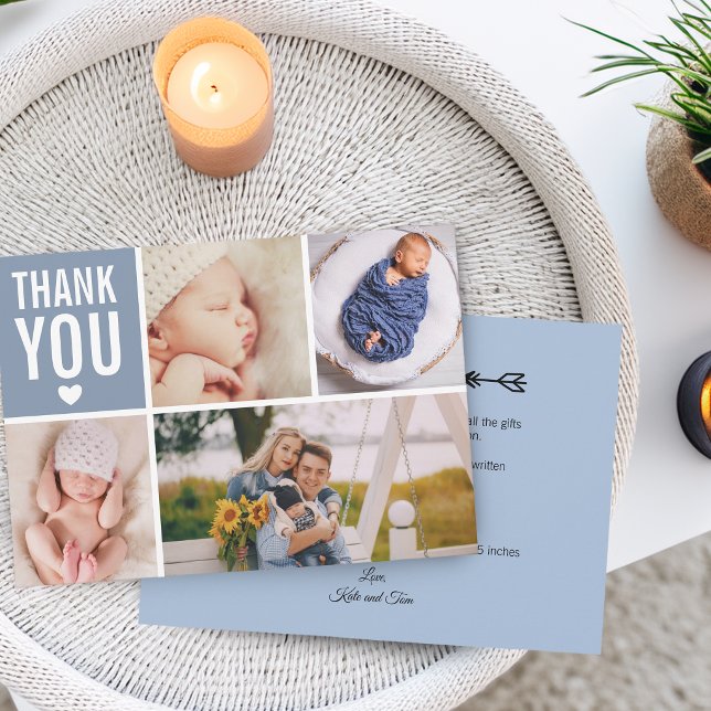 Modern Tack Foto College Statistik Platt Födelse Meddelande (Modern Thank You Photo College Stats Flat Birth Announcement)