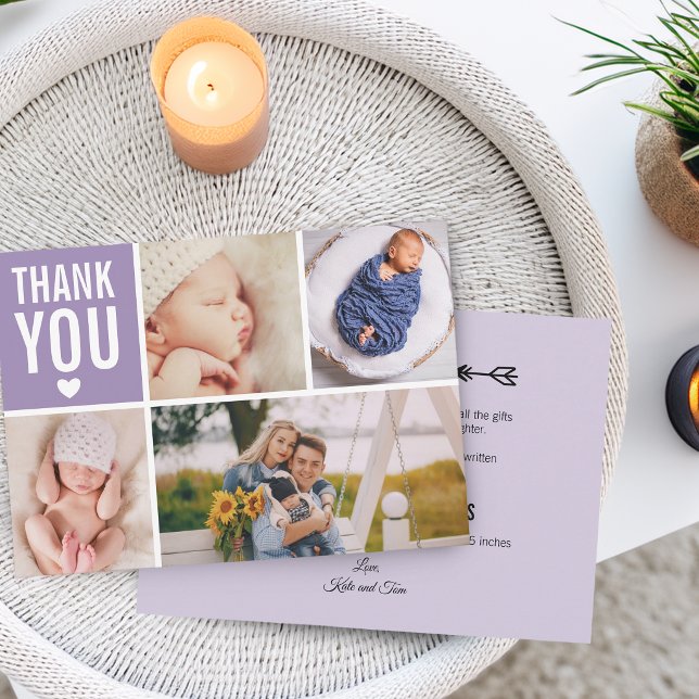 Modern Tack Foto College Statistik Platt Födelse Meddelande (Modern Thank You Photo College Stats Flat Birth Announcement)