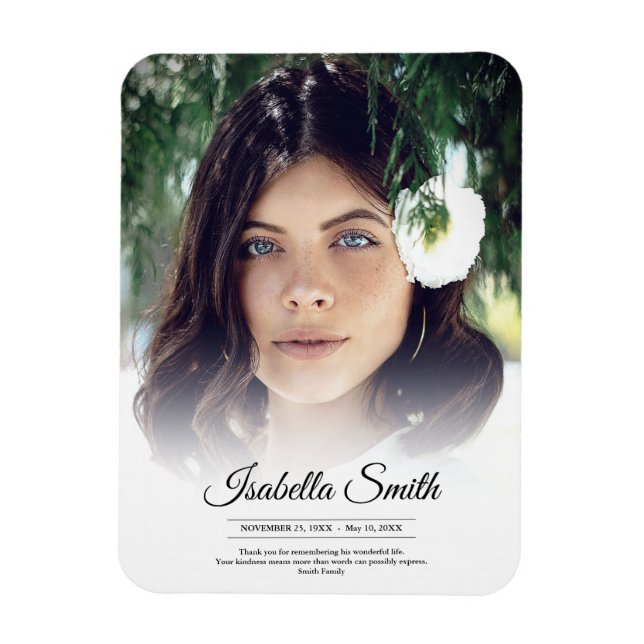 Modern Tack Funeral Photo Sympathy Grief Loss Magnet (Vertikal)