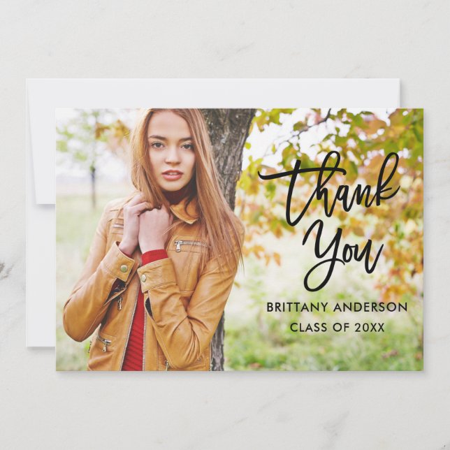 Modern Tack-kort för penselskript i Studenten Meddelande (Framsida)