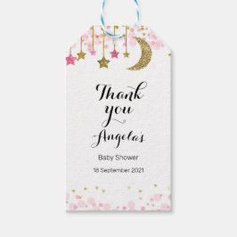 Modern Tack Märkre i guld måne. Presentetikett