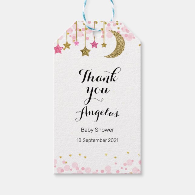 Modern Tack Märkre i guld måne. Presentetikett (Framsidan)