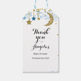 Modern Tack Märkre i guld måne. Presentetikett