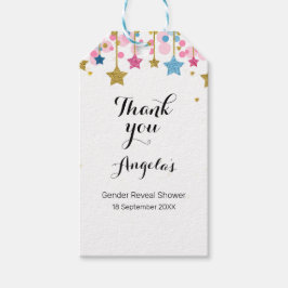 Modern Tack Märkre i guld måne. Presentetikett