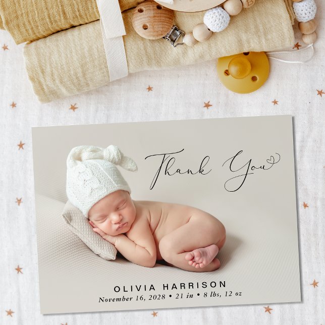 Modern Tack Photo Birth Notice (Announce the arrival of your baby with this cute modern birth announcement)