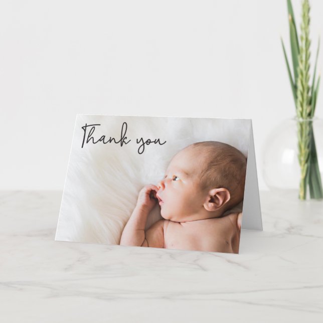 Modern Tack Photo Birth Notice Kort (Framsida)