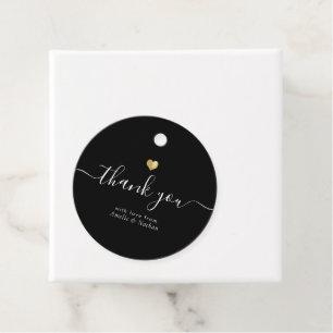 Modern Tack Script Chic Guld Heart Bröllop Fa Gåvor Etiketter
