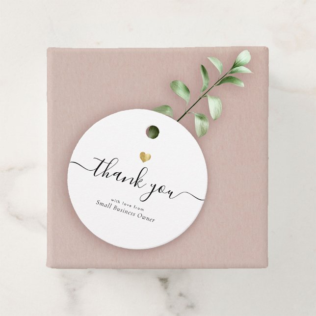 Modern Tack Script Chic Guld Small Business Gåvor Etiketter (Skapare uppladdad)