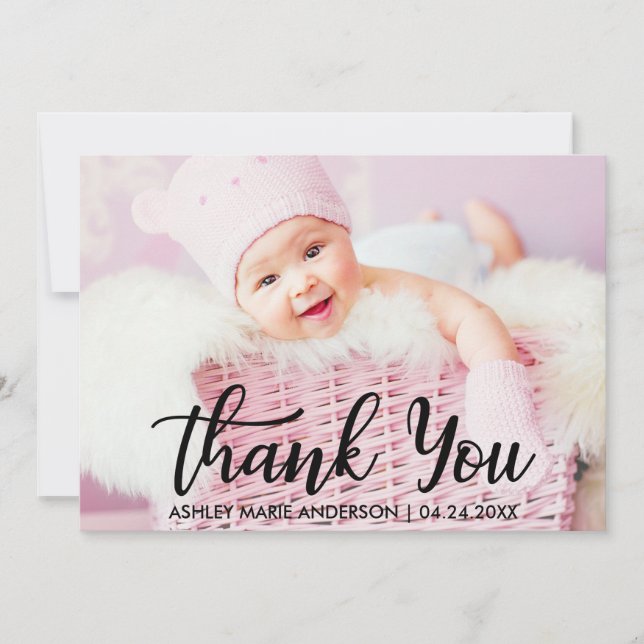 Modern tacknyfödd bebis tack kort (Framsida)