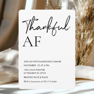 Modern "Tacksam AF" Friendsgiving-fest Inbjudningar