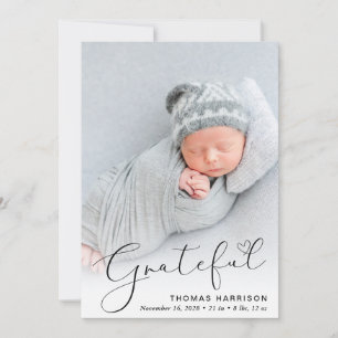 Modern tacksam Photo Collage Birth-annons Meddelande