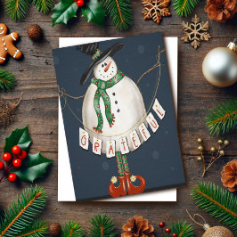 Modern Tacksam Söt Snömannen Jul Inspirationskraft Kort
