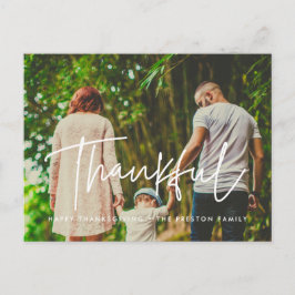 Modern Tacksam Thanksgiving familjefoto Vykort