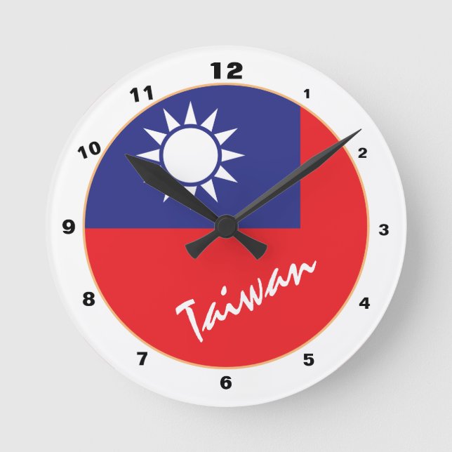 Modern taiwanesisk Flagga, Taiwans hem/design Rund Klocka (Framsida)