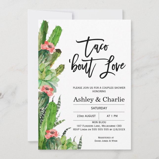 Modern tako om Par--bilskupontering i Kärlek Inbjudningar (Framsida)