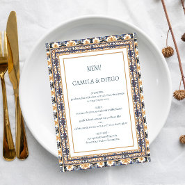 Modern Talavera Heritage Elegant Bröllop Meny
