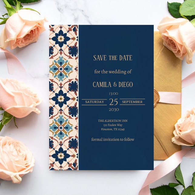 Modern Talavera Heritage Elegant Save the Date (Skapare uppladdad)