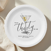 Modern “Talk Thirty to Me” Martini Glas 30-årsfira