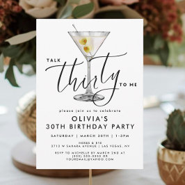 Modern “Talk Thirty to Me” Martini Glas 30-årsfira Inbjudningar
