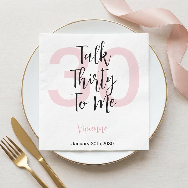 Modern Talk Thirty To Me Rosa 30-årsfest Pappersservett (Modern Talk Thirty To Me Pink 30th Birthday Party Napkins)