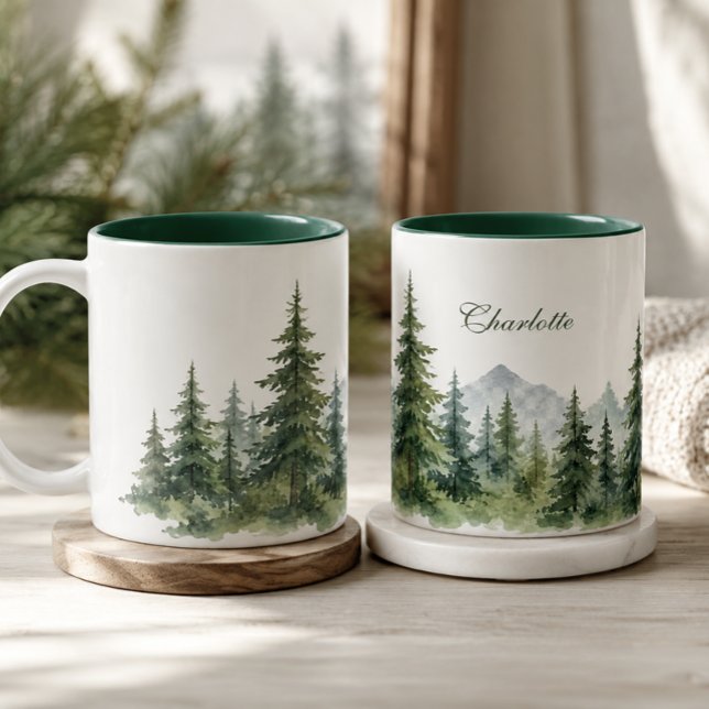 Modern tall vinter anpassat namn Två-Tonad mugg (Skapare uppladdad)
