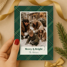 Modern tallgrön rutig två bilder God Jul