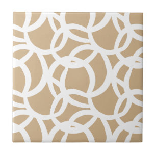 Modern Tan and White Abstrakt Mönster Kakelplatta