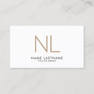 Modern Tan Beige Monogram vit minimalistisk Snyggt Visitkort