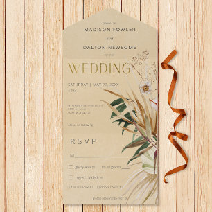 Modern Tan Boho Torkade Blommigt Bouquet-middag
