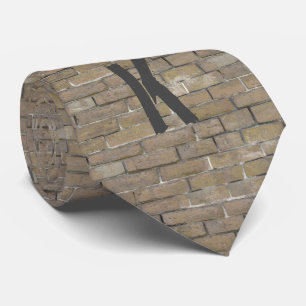 Modern Tan Brick Wall Mönster Monogram - första bö Slips