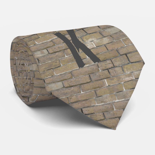 Modern Tan Brick Wall Mönster Monogram - första bö Slips (Rullad)