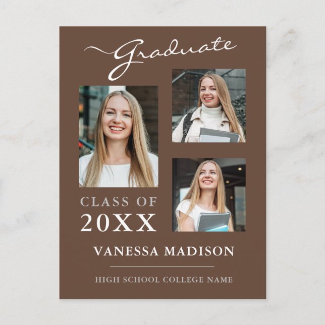 Modern Tan Brown Student-meddelande Vykort (Framsida)