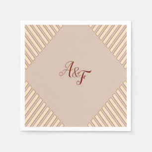 Modern Tan - Marsala-vin ton rand Napkins Pappersservett