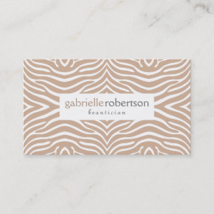 Modern Tan & White Zebra Animal Print Visitkort