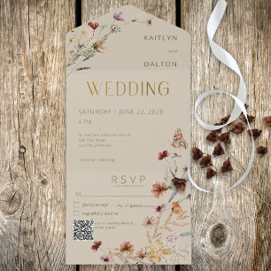 Modern Tan WildblomBouquet QR-kod